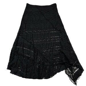 Streetware Society Skirt Womens‎ M Black Sheer Lace Midi Whimsigoth Witchy Fairy